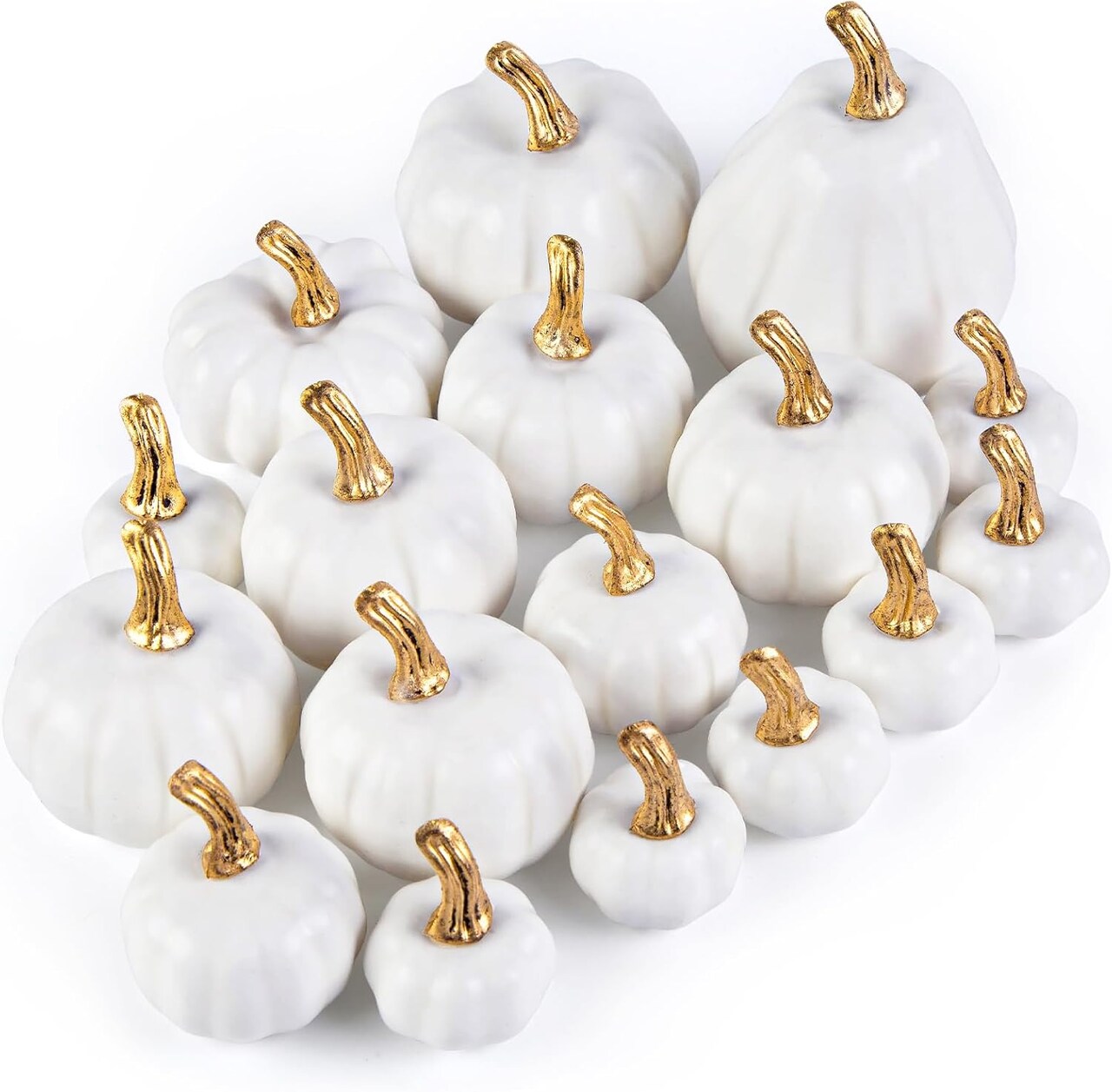 Artificial Pumpkins Decorative White Foam Pumpkins for Halloween Thanksgiving Farmhouse Table Centerpieces Decor